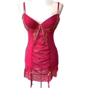 Passion Forever hot pink baby doll chemise  lingerie medium